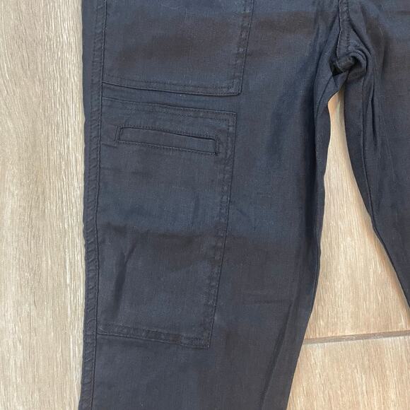 Level 99 Linen Blend Utility Cargo Pants Black Size 27 Ankle Zip Stretch Women’s - Picture 9 of 11